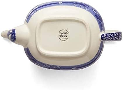 קומקום אוסף איטלקי כחול ספוד | תה תה | עשוי כלי חרס | 40-ounces/2.5 ליטר | מדיח כלים ומיקרוגל בטוח |